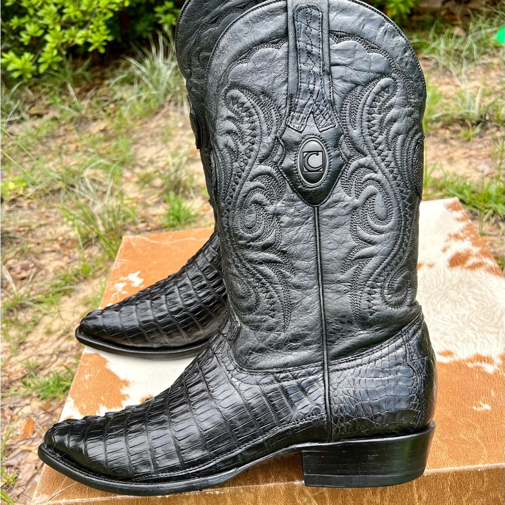 Limited Edition Cuadra Caiman Alligator Triple Black Cowboy Boots 8.5 Or 27 1/2